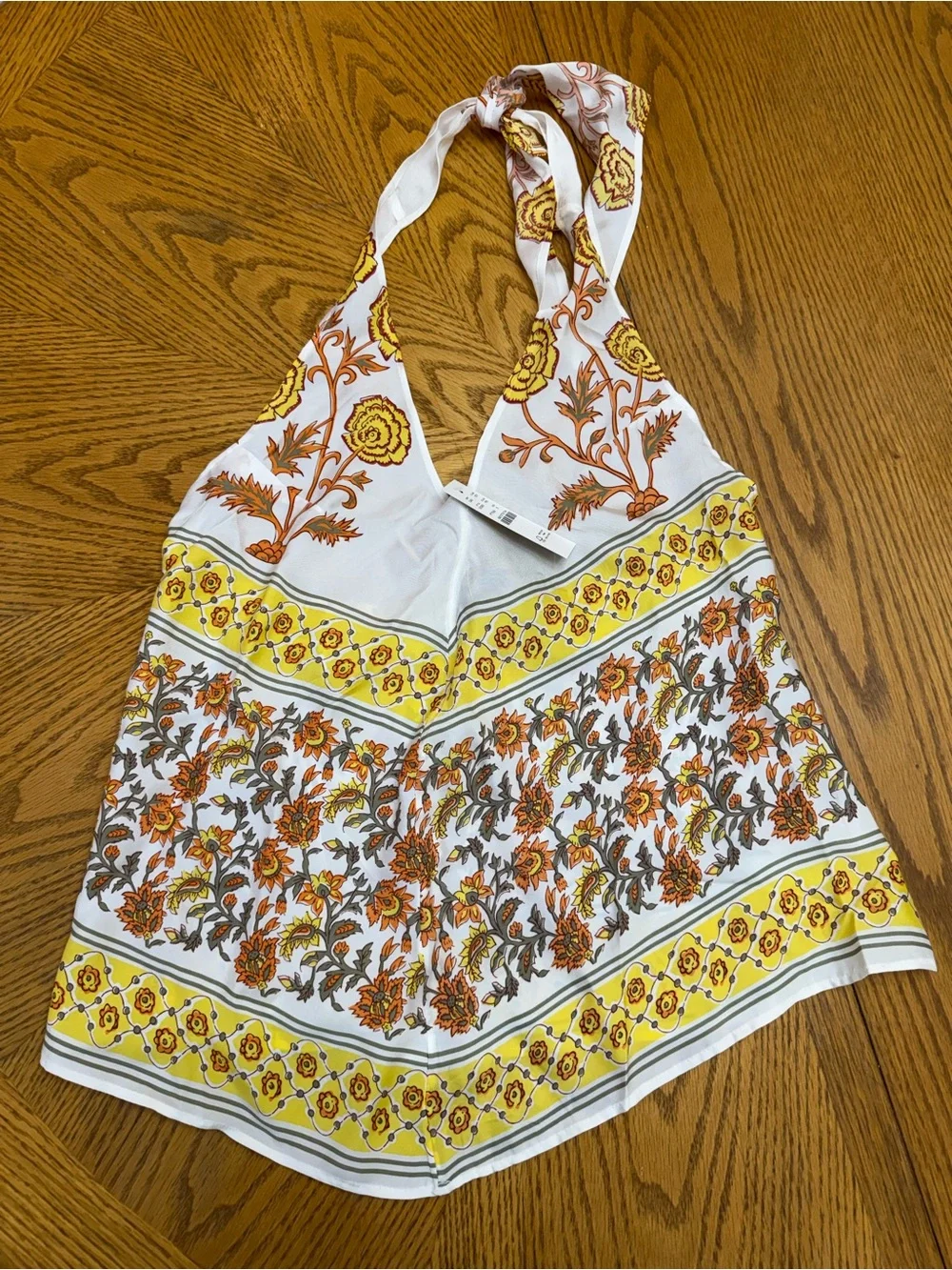 NWT J. Crew Open-back halter top in sunset rose block print